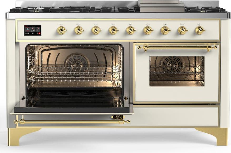 Ilve UM60FNR3AWGLP Antique White With Brass Trim, Liquid Propane