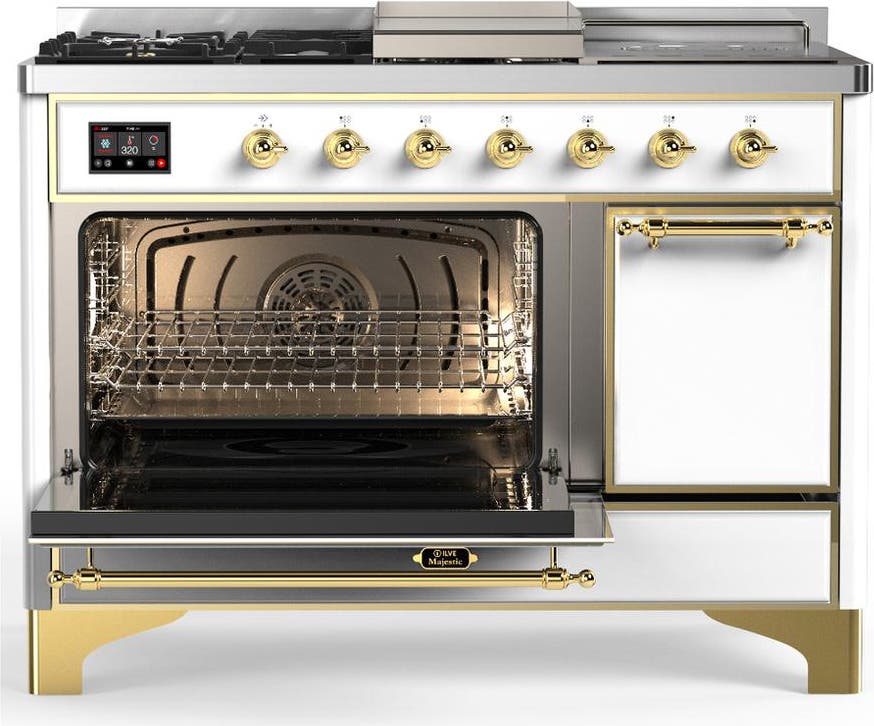 Ilve UM48FSQNR3WHGLP White With Brass Trim, Liquid Propane