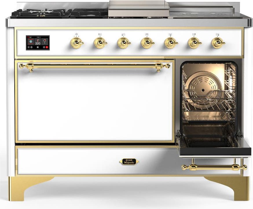 Ilve UM48FSQNR3WHGLP White With Brass Trim, Liquid Propane