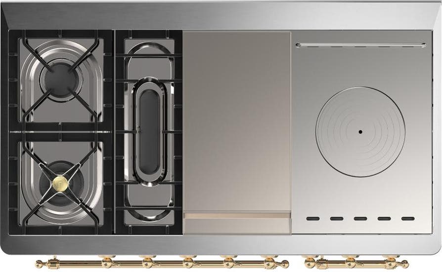 Ilve UM48FSQNR3WHGLP White With Brass Trim, Liquid Propane