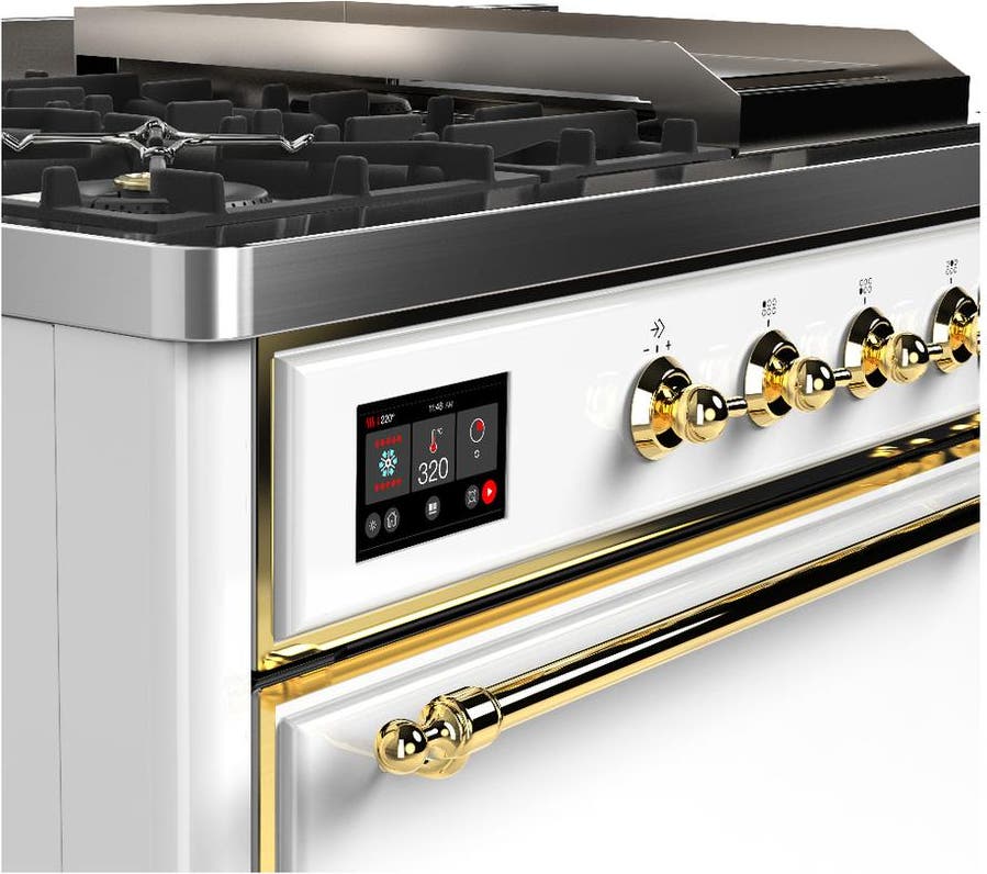 Ilve UM48FSQNR3WHGLP White With Brass Trim, Liquid Propane