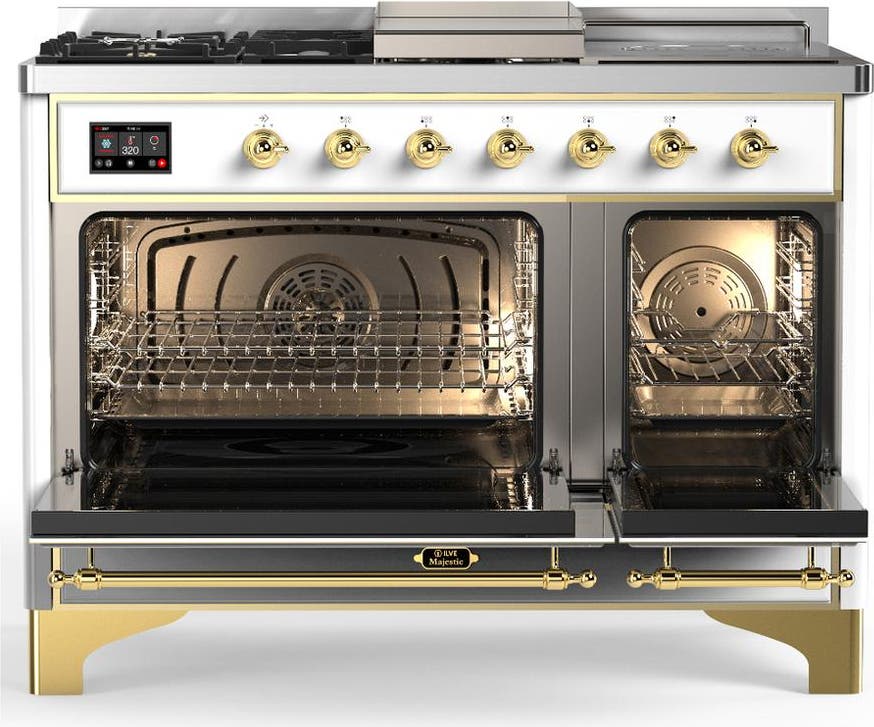 Ilve UM48FSQNR3WHG White With Brass Trim, Natural Gas