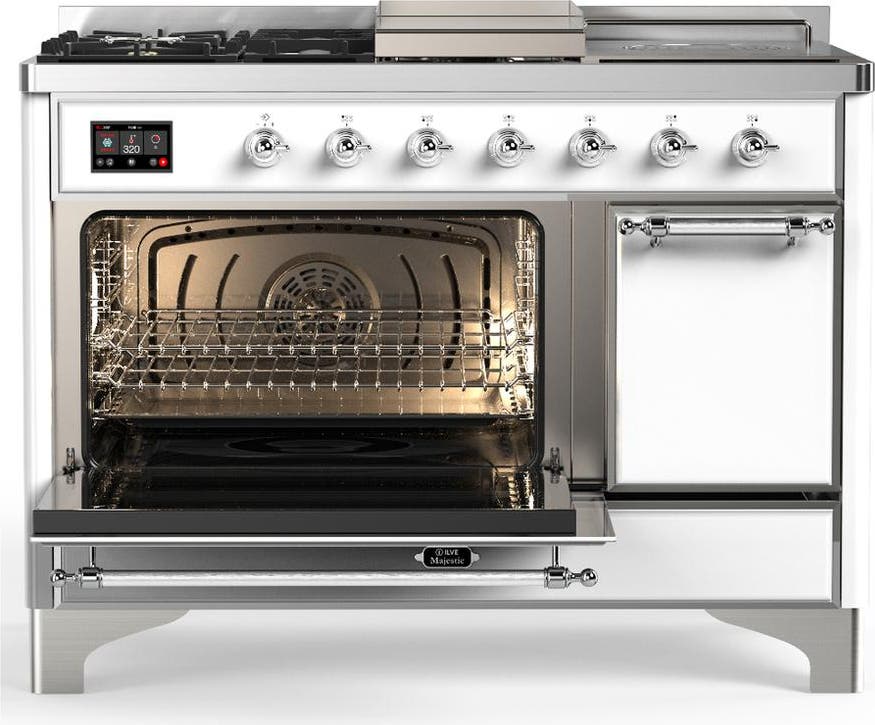 Ilve UM48FSQNR3WHCLP White With Chrome Trim, Liquid Propane
