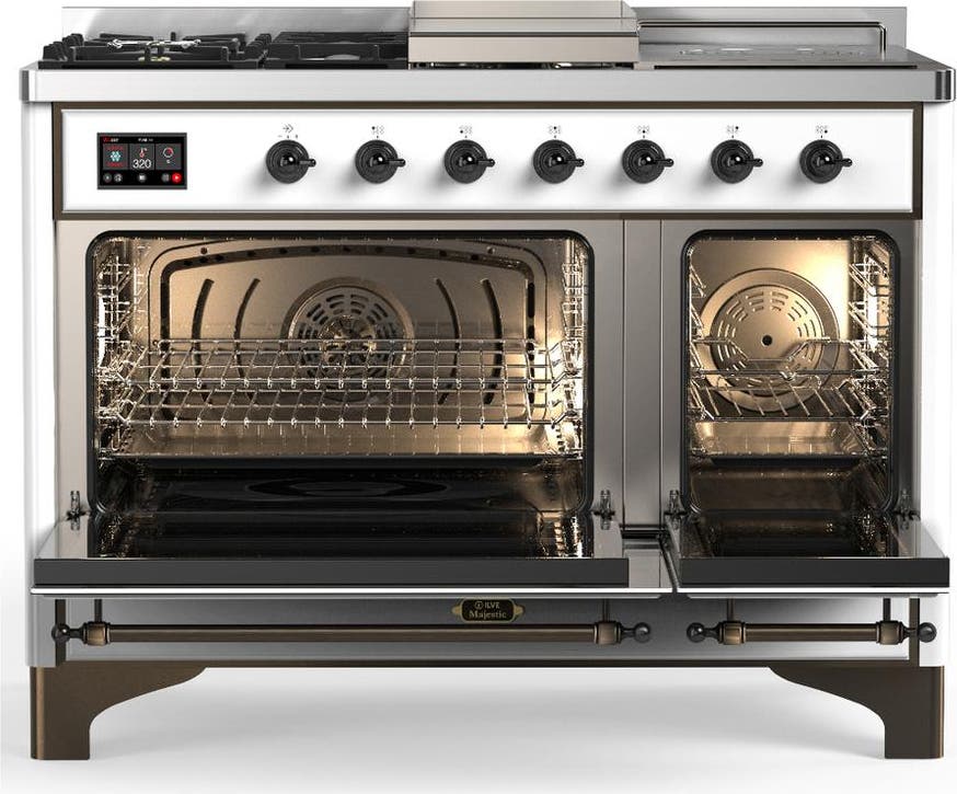 Ilve UM48FSQNR3WHBLP White With Burnished Trim, Liquid Propane