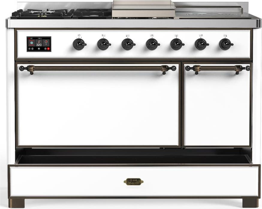 Ilve UM48FSQNR3WHBLP White With Burnished Trim, Liquid Propane