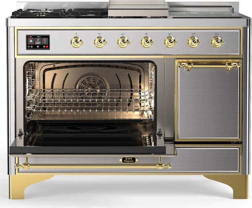 Ilve UM48FSQNR3SSGLP Stainless Steel With Brass Trim, Liquid Propane
