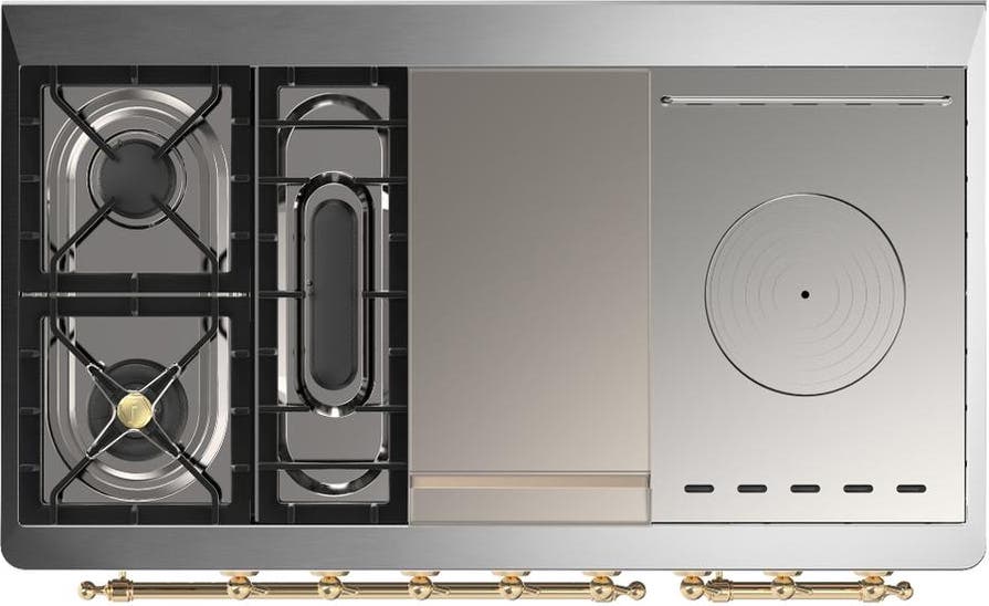 Ilve UM48FSQNR3SSGLP Stainless Steel With Brass Trim, Liquid Propane