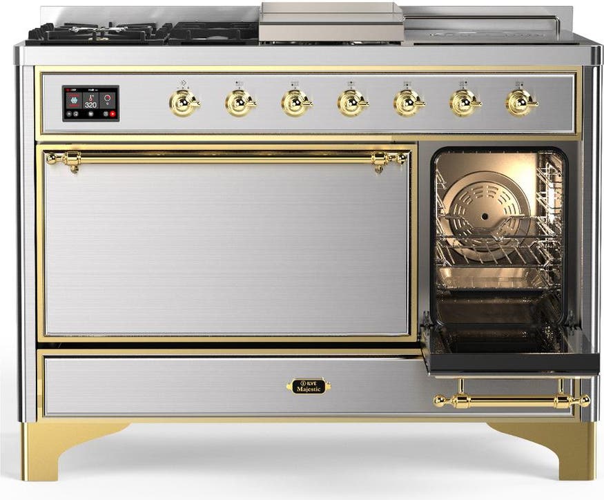 Ilve UM48FSQNR3SSG Stainless Steel With Brass Trim, Natural Gas