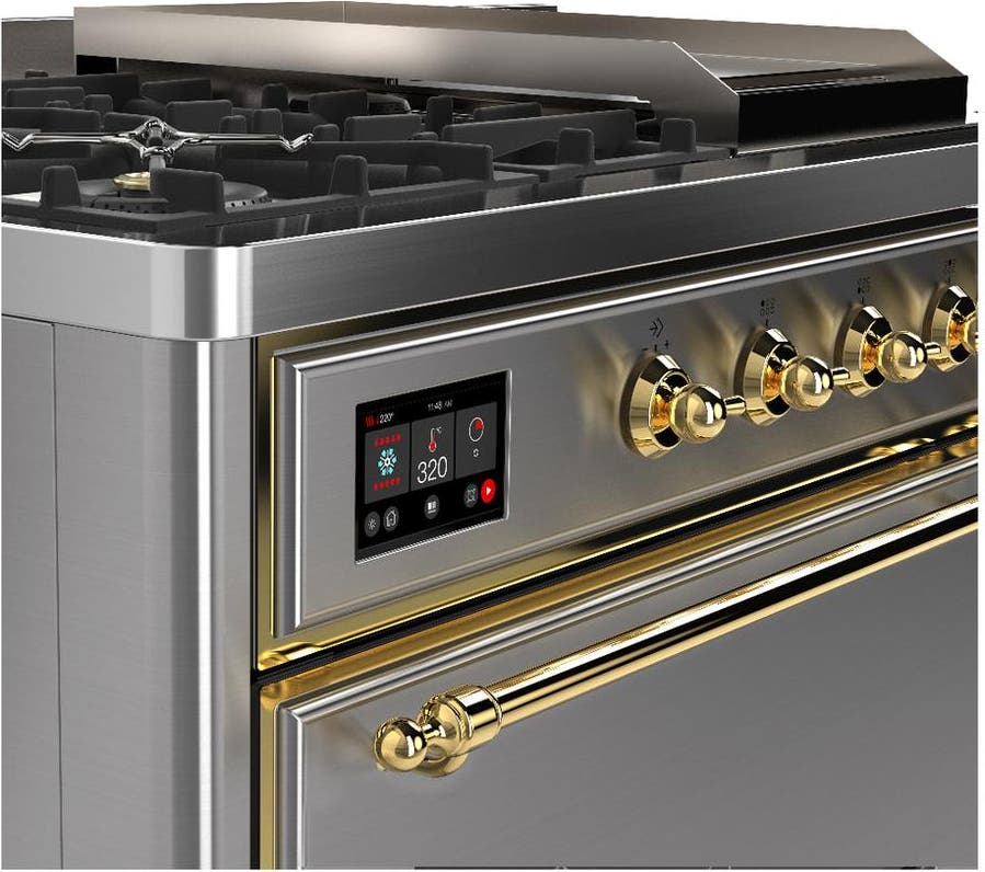 Ilve UM48FSQNR3SSG Stainless Steel With Brass Trim, Natural Gas