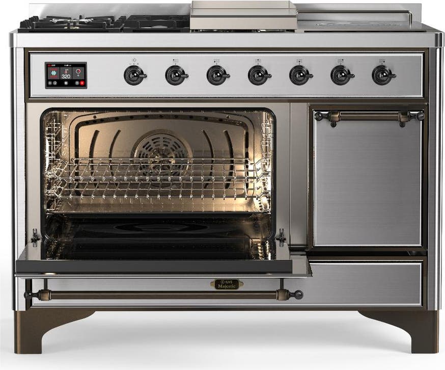 Ilve UM48FSQNR3SSBLP Stainless Steel With Burnished Trim, Liquid Propan...