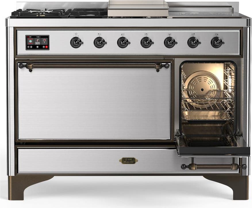 Ilve UM48FSQNR3SSBLP Stainless Steel With Burnished Trim, Liquid Propan...
