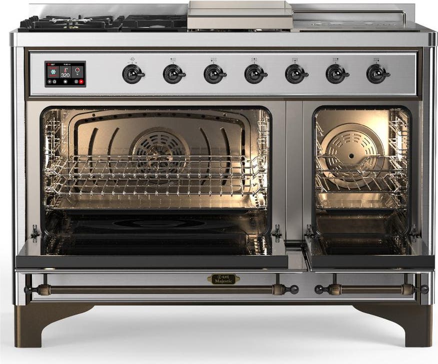 Ilve UM48FSQNR3SSB Stainless Steel With Burnished Trim, Natural Gas