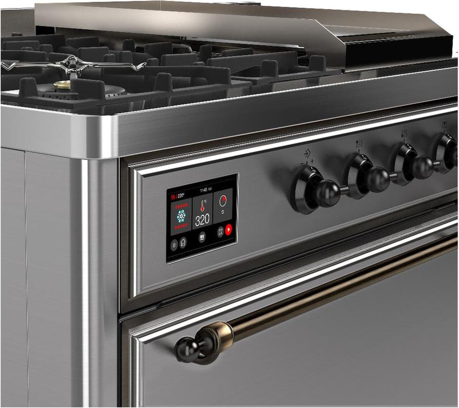 Ilve UM48FSQNR3SSB Stainless Steel With Burnished Trim, Natural Gas