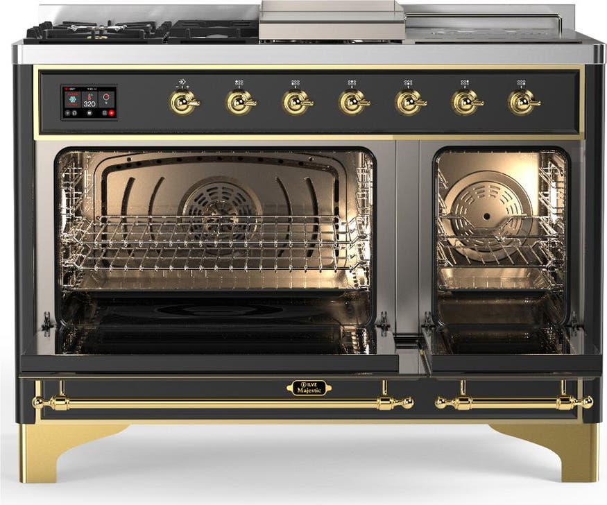 Ilve UM48FSQNR3MGGLP Matte Graphite With Brass Trim, Liquid Propane