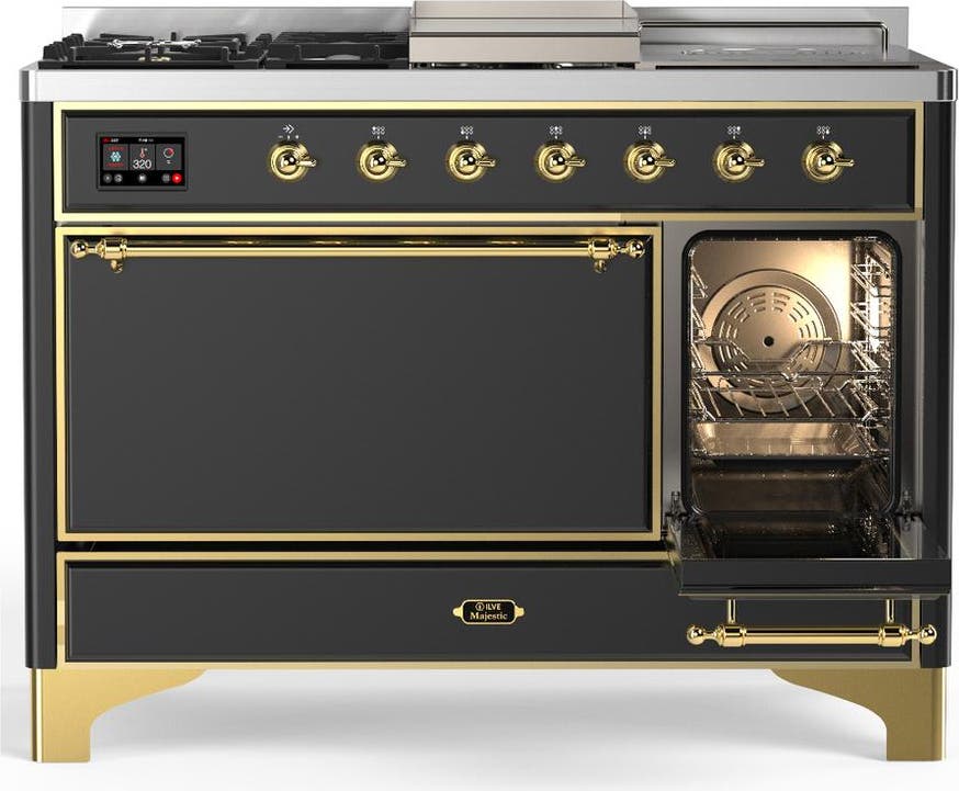 Ilve UM48FSQNR3MGG Matte Graphite With Brass Trim, Natural Gas