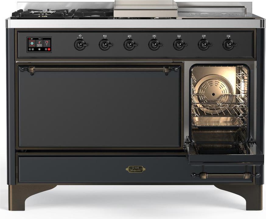 Ilve UM48FSQNR3MGBLP Matte Graphite With Burnished Trim, Liquid Propane