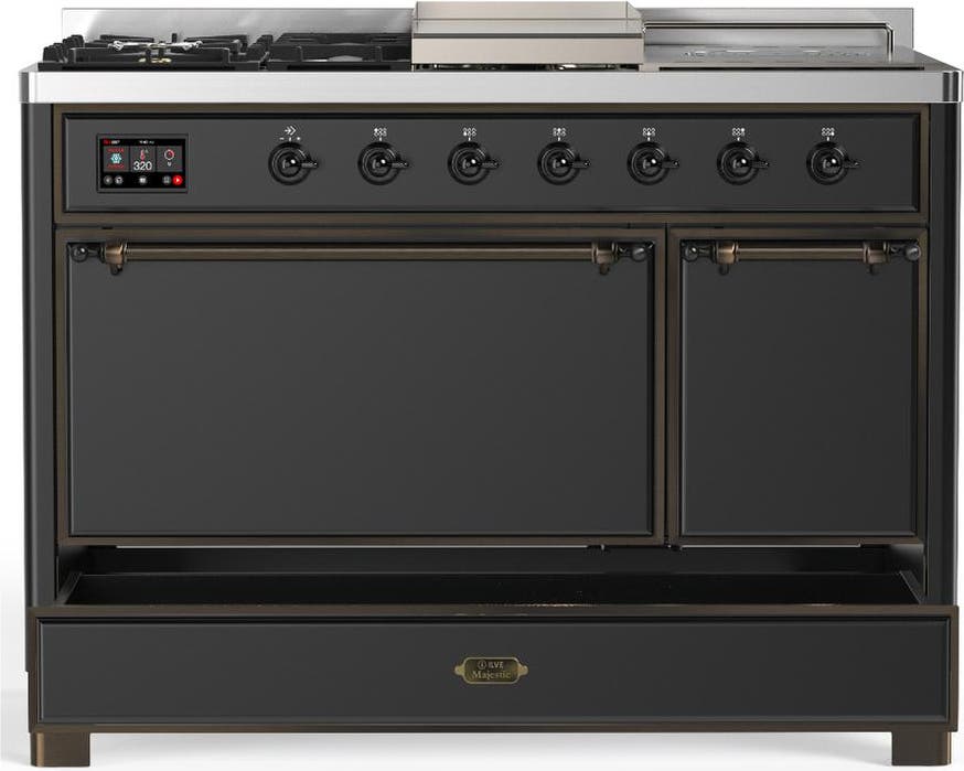 Ilve UM48FSQNR3MGBLP Matte Graphite With Burnished Trim, Liquid Propane