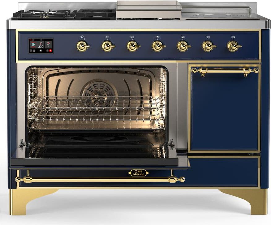 Ilve UM48FSQNR3MBGLP Midnight Blue With Brass Trim, Liquid Propane