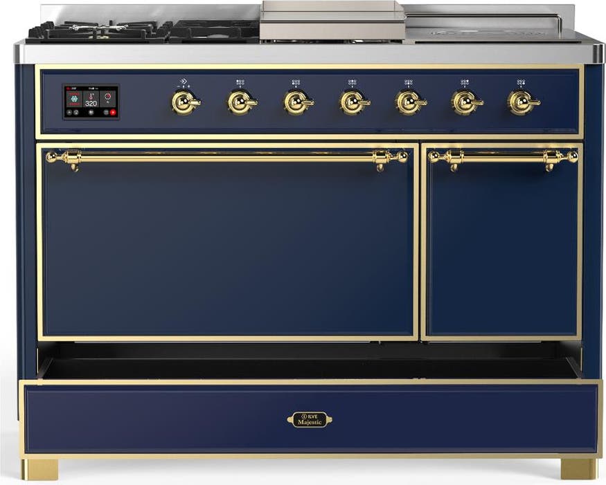 Ilve UM48FSQNR3MBGLP Midnight Blue With Brass Trim, Liquid Propane