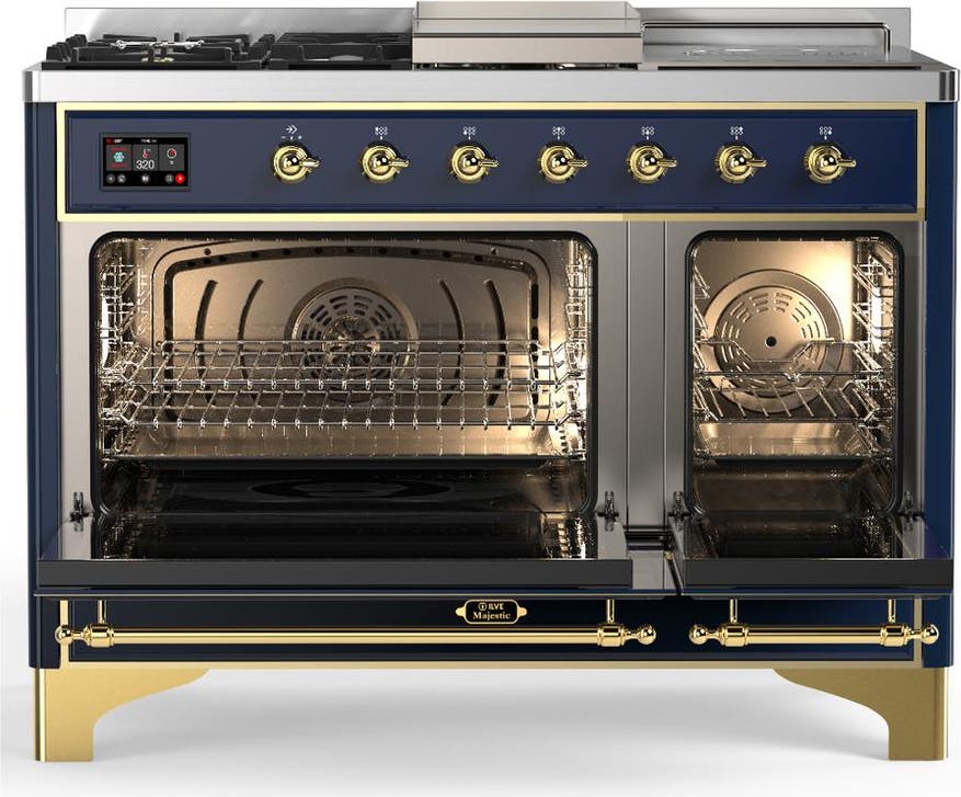 Ilve UM48FSQNR3MBG Midnight Blue With Brass Trim, Natural Gas