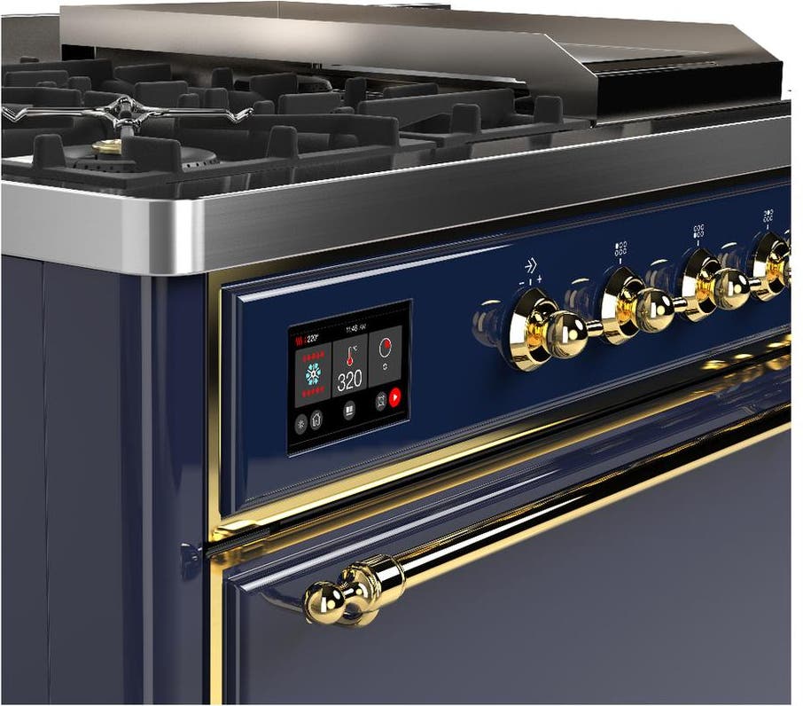 Ilve UM48FSQNR3MBG Midnight Blue With Brass Trim, Natural Gas