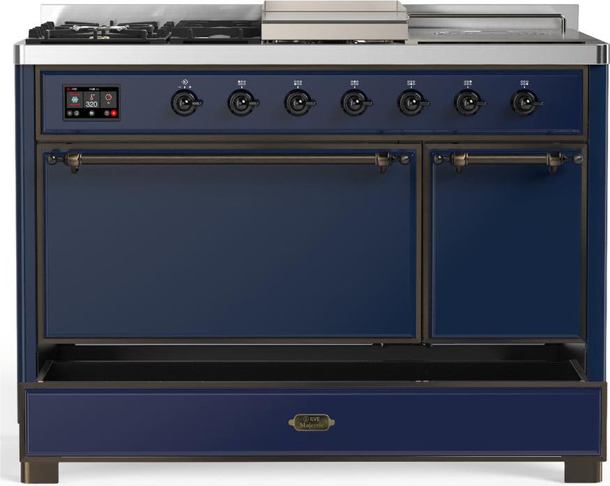 Ilve UM48FSQNR3MBB Midnight Blue With Burnished Trim, Natural Gas