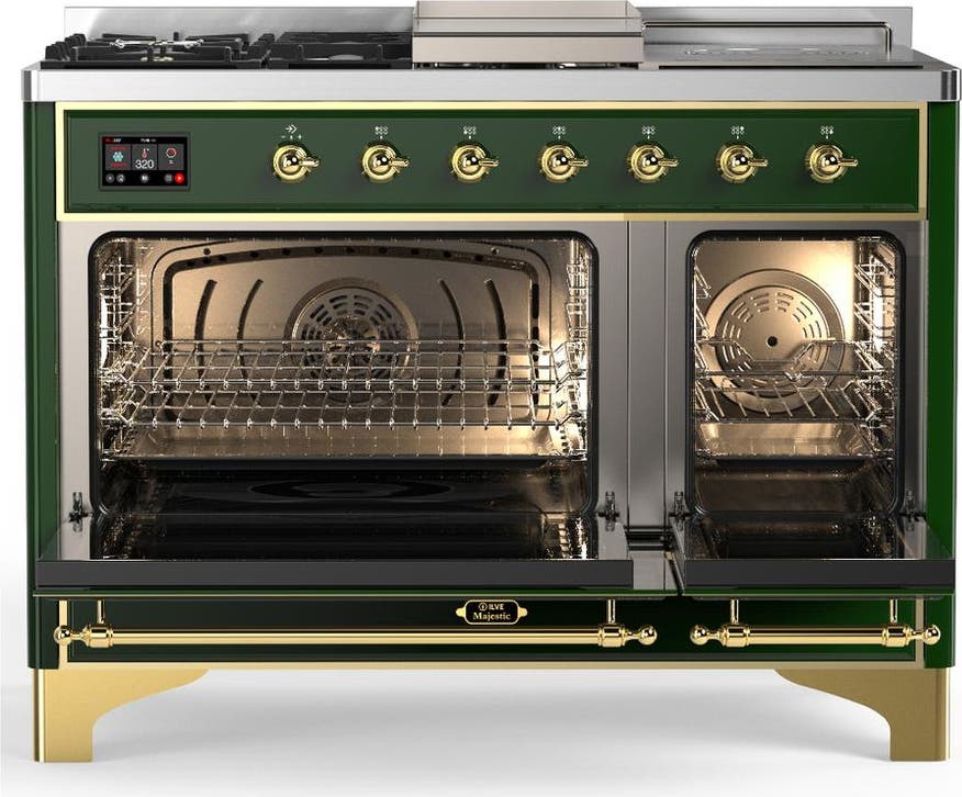 Ilve UM48FSQNR3EGGLP Emerald Green With Brass Trim, Liquid Propane
