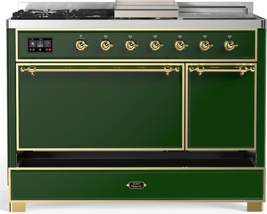 Ilve UM48FSQNR3EGGLP Emerald Green With Brass Trim, Liquid Propane