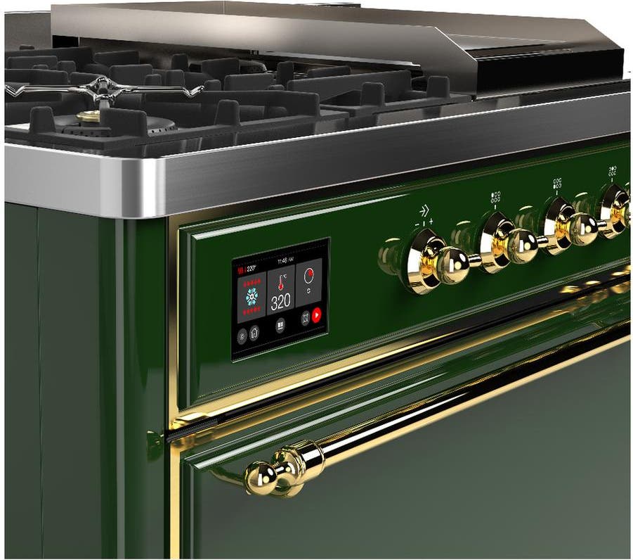 Ilve UM48FSQNR3EGG Emerald Green With Brass Trim, Natural Gas
