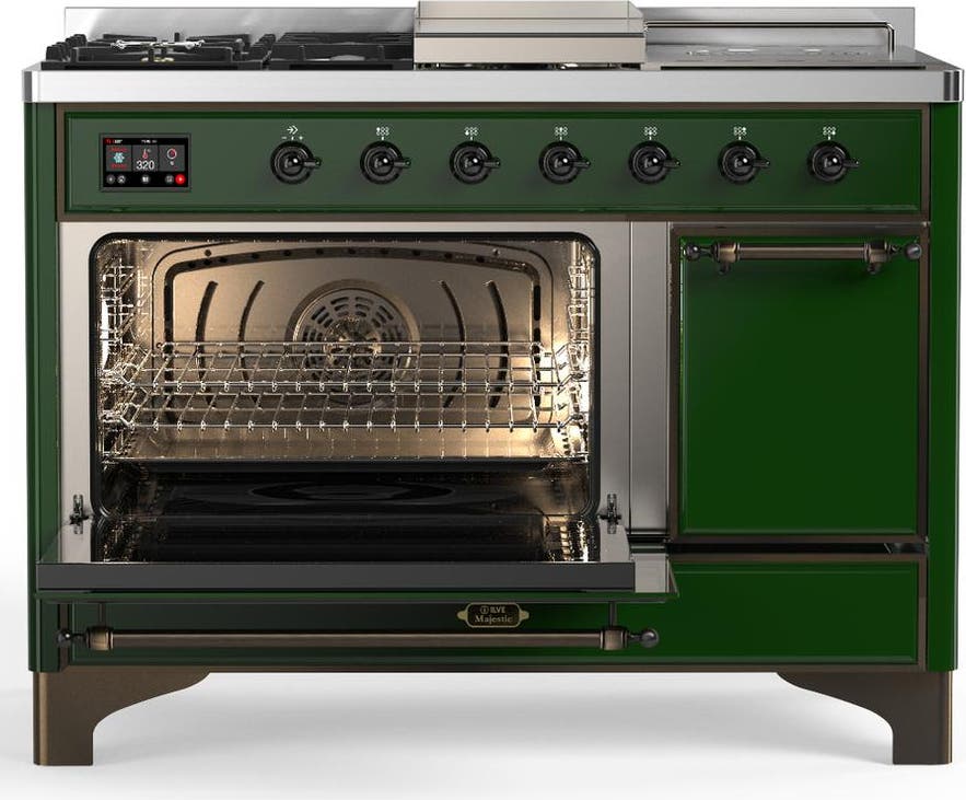 Ilve UM48FSQNR3EGBLP Emerald Green With Burnished Trim, Liquid Propane