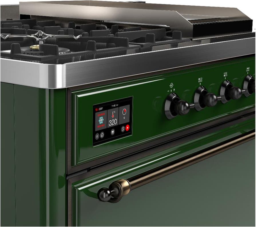Ilve UM48FSQNR3EGBLP Emerald Green With Burnished Trim, Liquid Propane