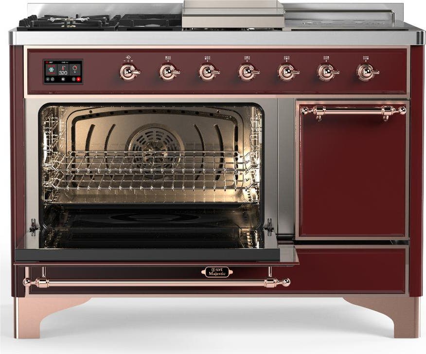 Ilve UM48FSQNR3BUPLP Burgundy With Copper Trim, Liquid Propane