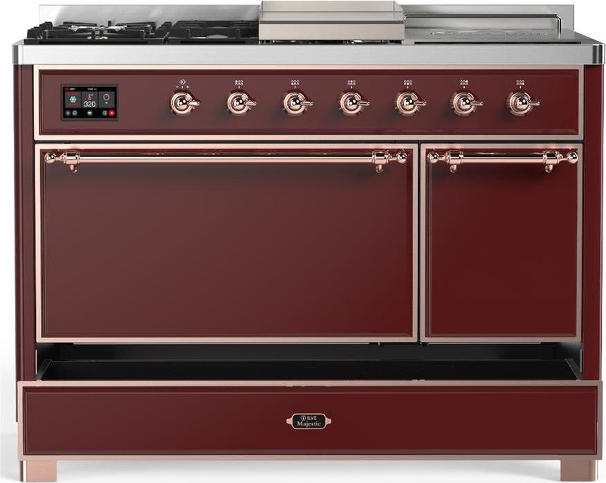 Ilve UM48FSQNR3BUPLP Burgundy With Copper Trim, Liquid Propane