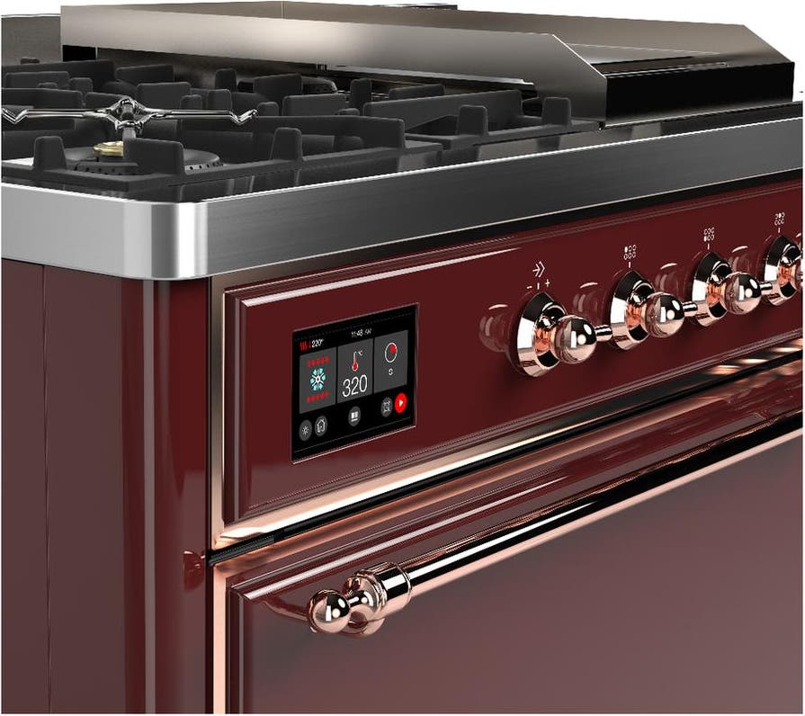 Ilve UM48FSQNR3BUP Burgundy With Copper Trim, Natural Gas