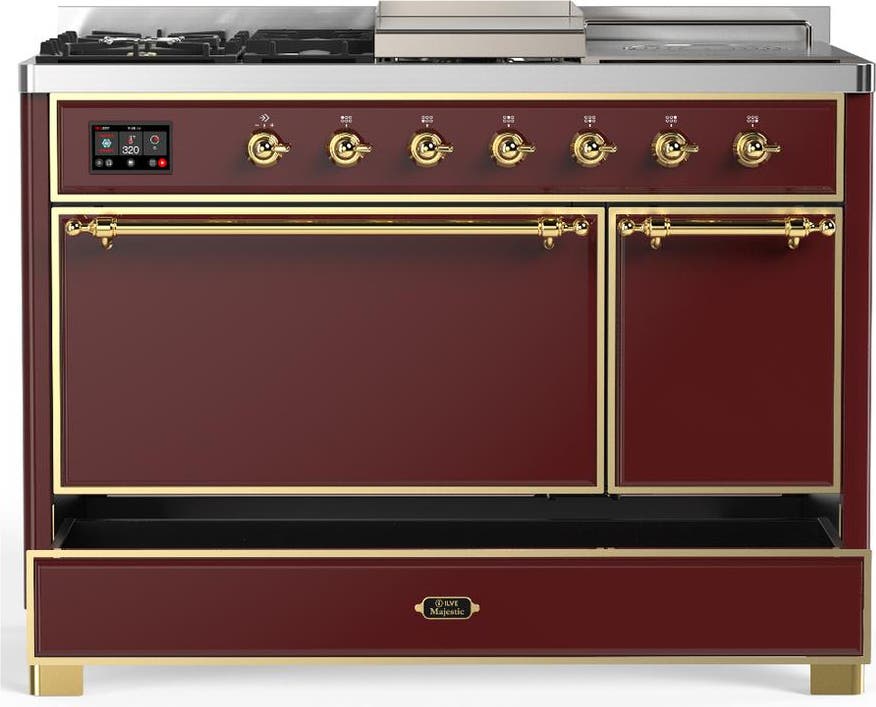Ilve UM48FSQNR3BUG Burgundy With Brass Trim, Natural Gas