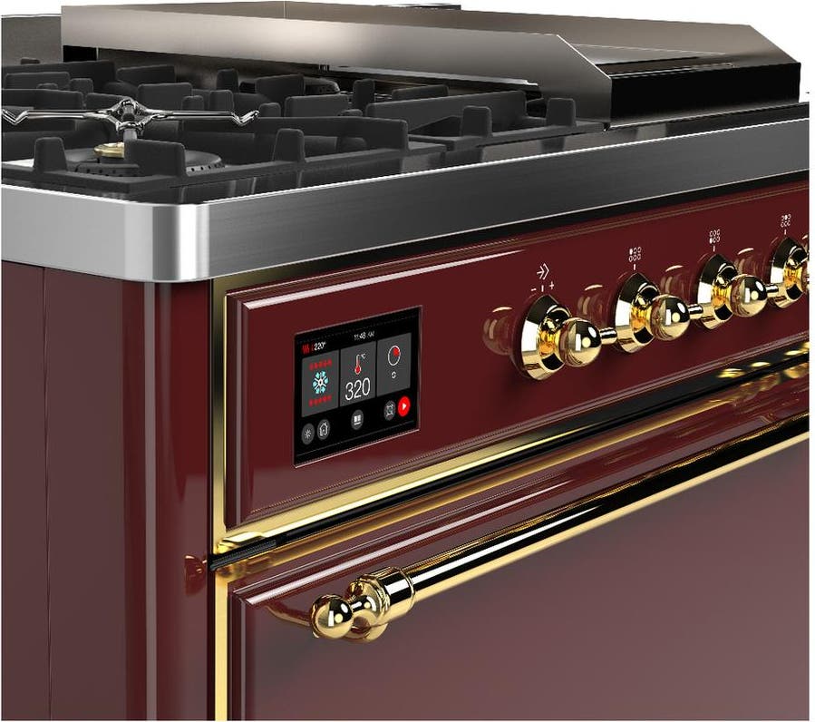 Ilve UM48FSQNR3BUG Burgundy With Brass Trim, Natural Gas
