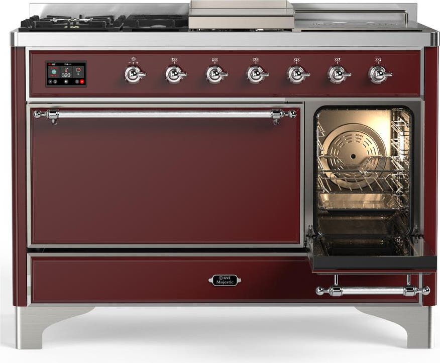 Ilve UM48FSQNR3BUCLP Burgundy With Chrome Trim, Liquid Propane