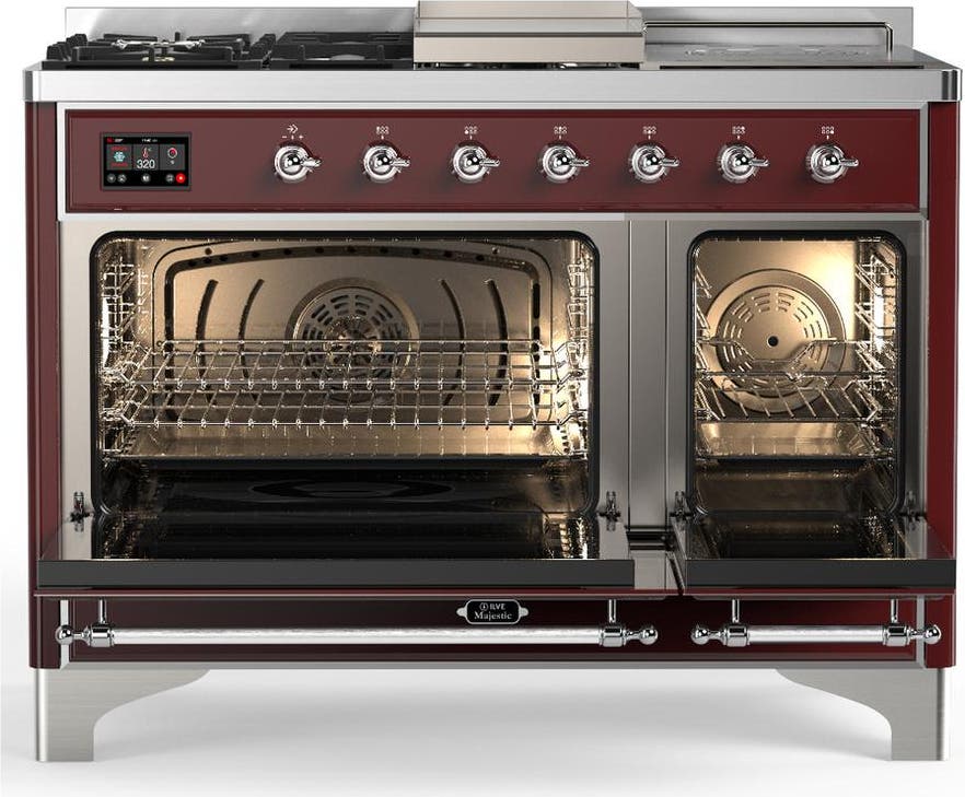 Ilve UM48FSQNR3BUC Burgundy With Chrome Trim, Natural Gas