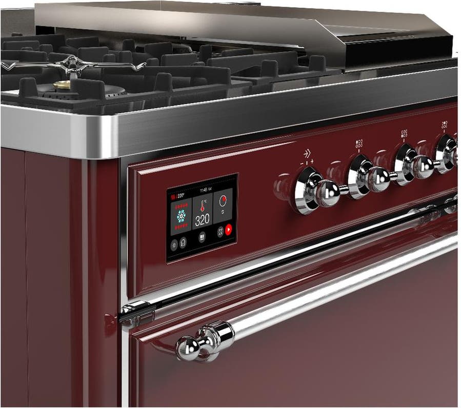 Ilve UM48FSQNR3BUC Burgundy With Chrome Trim, Natural Gas