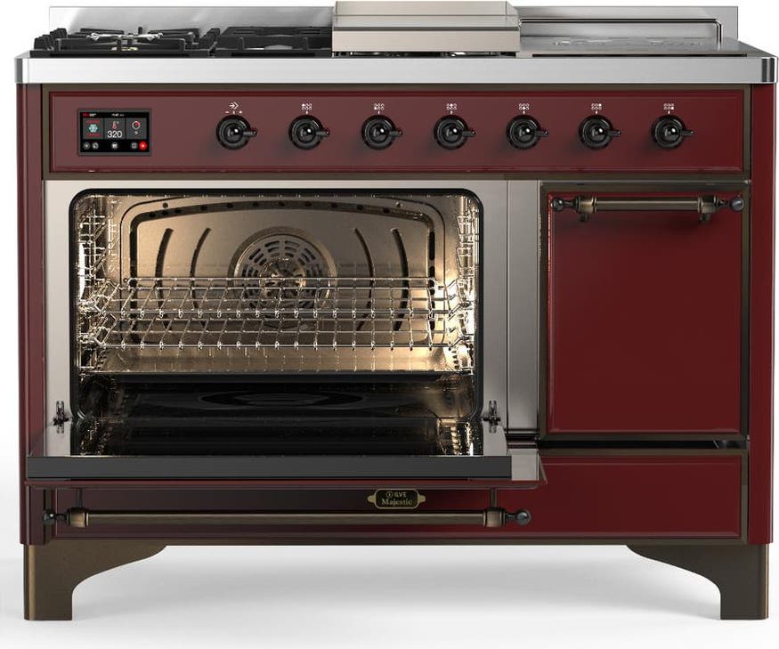 Ilve UM48FSQNR3BUB Burgundy With Burnished Trim, Natural Gas