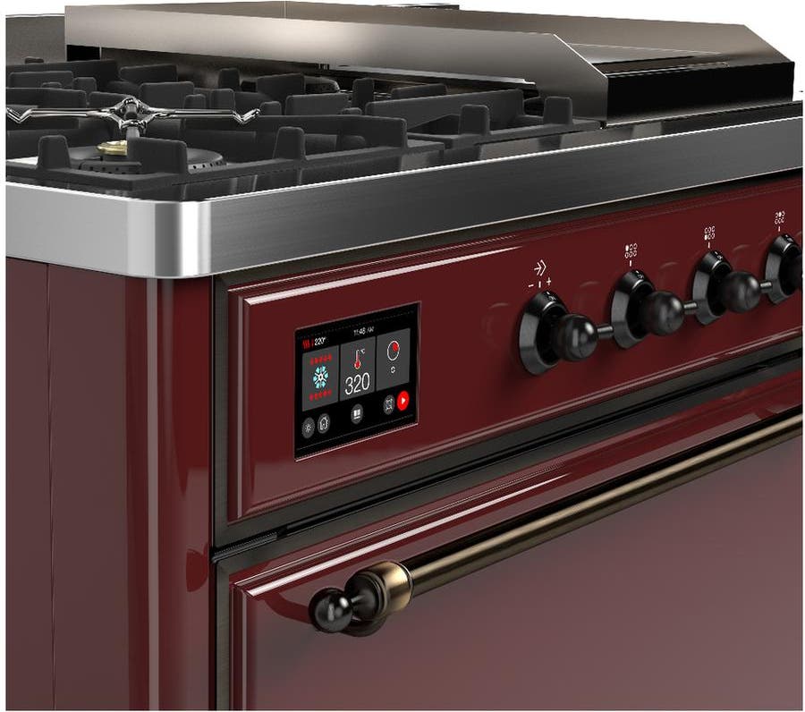 Ilve UM48FSQNR3BUB Burgundy With Burnished Trim, Natural Gas