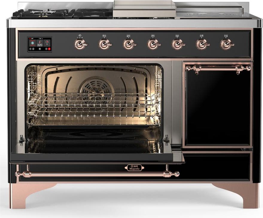 Ilve UM48FSQNR3BKPLP Glossy Black With Copper Trim, Liquid Propane