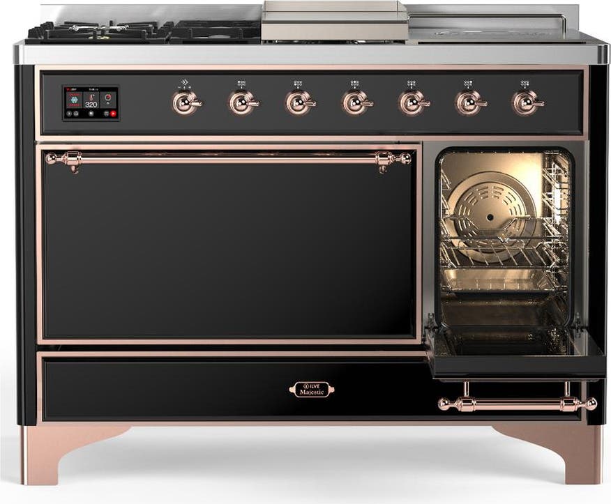 Ilve UM48FSQNR3BKPLP Glossy Black With Copper Trim, Liquid Propane