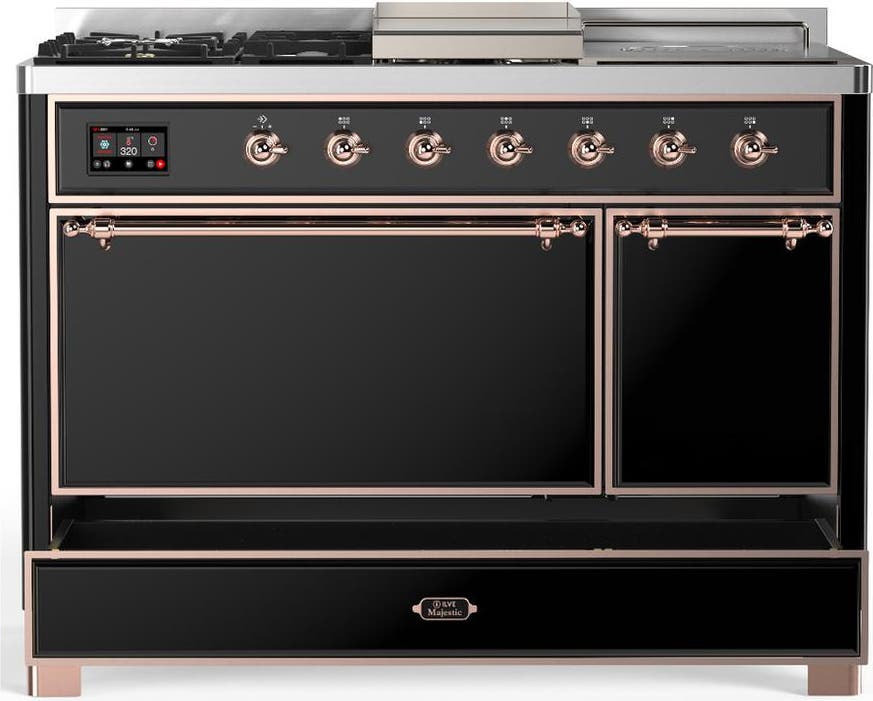 Ilve UM48FSQNR3BKPLP Glossy Black With Copper Trim, Liquid Propane