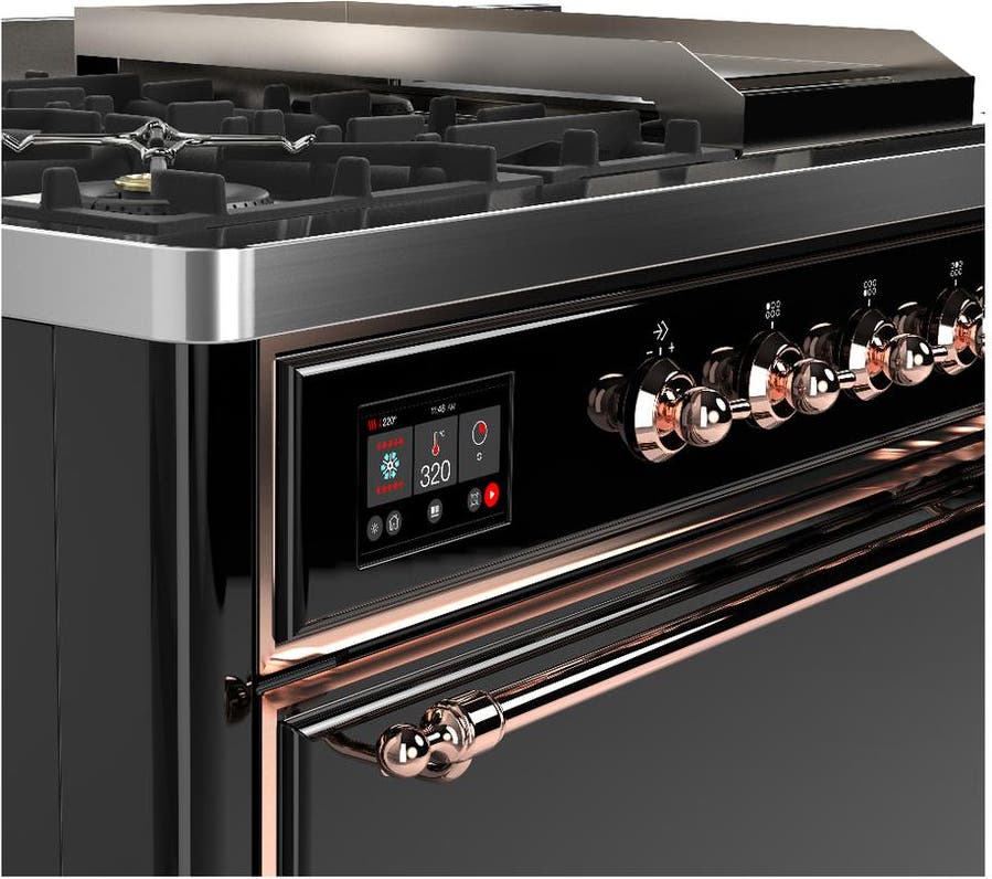 Ilve UM48FSQNR3BKPLP Glossy Black With Copper Trim, Liquid Propane