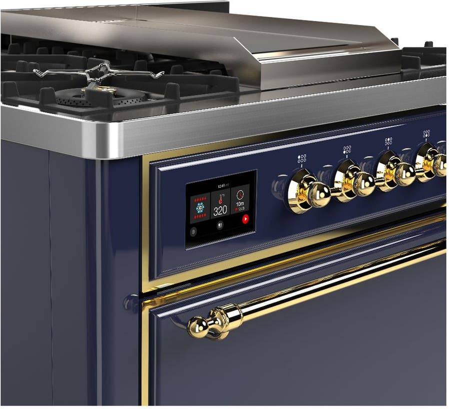 Ilve UM36FQNR3MBG Midnight Blue With Brass Trim, Natural Gas