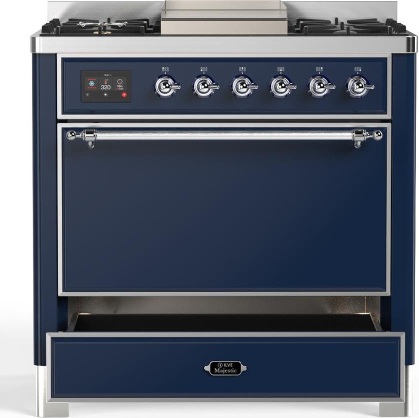 Ilve UM36FQNR3MBCLP Midnight Blue With Chrome Trim, Liquid Propane