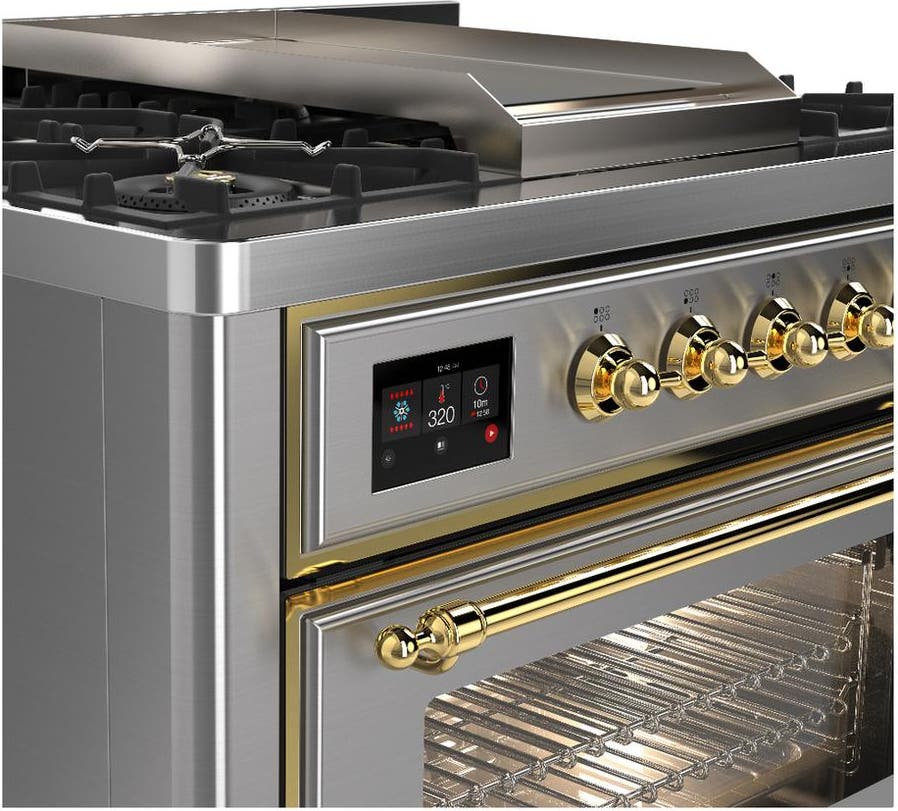 Ilve UM36FNR3SSGLP Triple Glass Door, Stainless Steel, Brass, Liquid ...