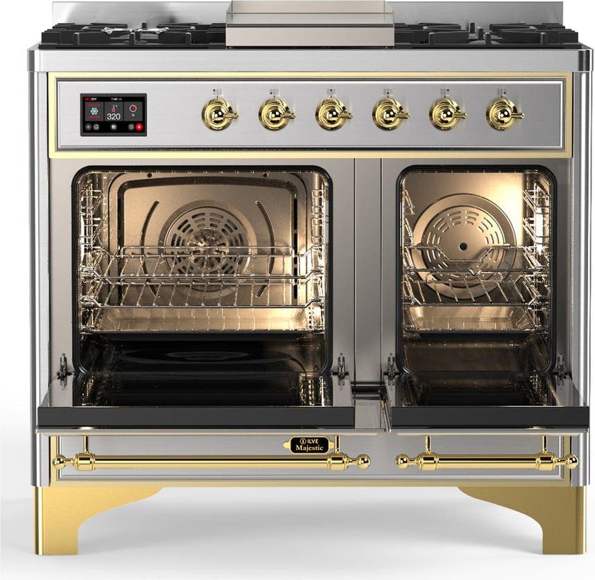 Ilve UMD40FNR3SSG Natural Gas, Triple Glass Door, Stainless Steel, B...