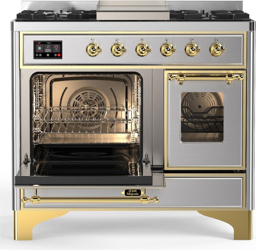 Ilve UMD40FNR3SSG Natural Gas, Triple Glass Door, Stainless Steel, B...